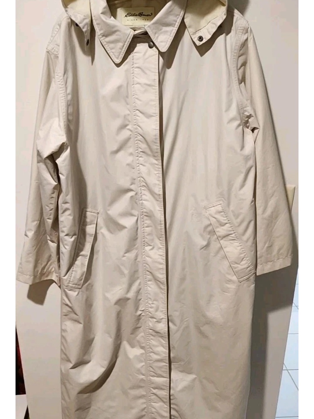 Eddie Bauer Cream Long Trench rain Coat